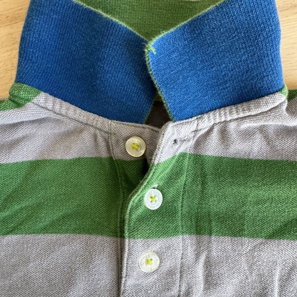 Mini Boden Piqué Polo Shirt, Gray/Green Stripe, 3T–4T - Picture 7 of 11